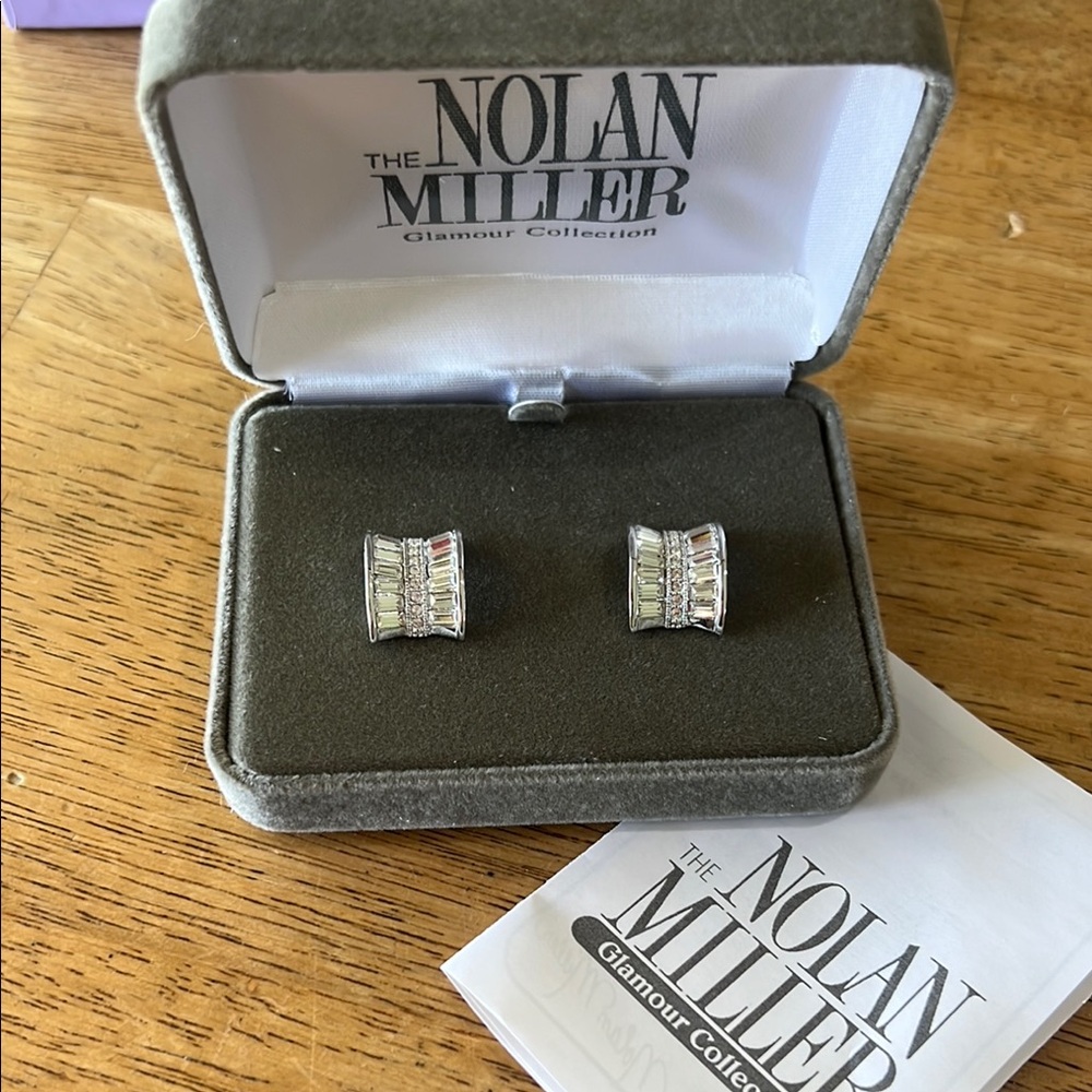 Vintage Nolan Miller Glamour Collection Silver Tone With White Crystal